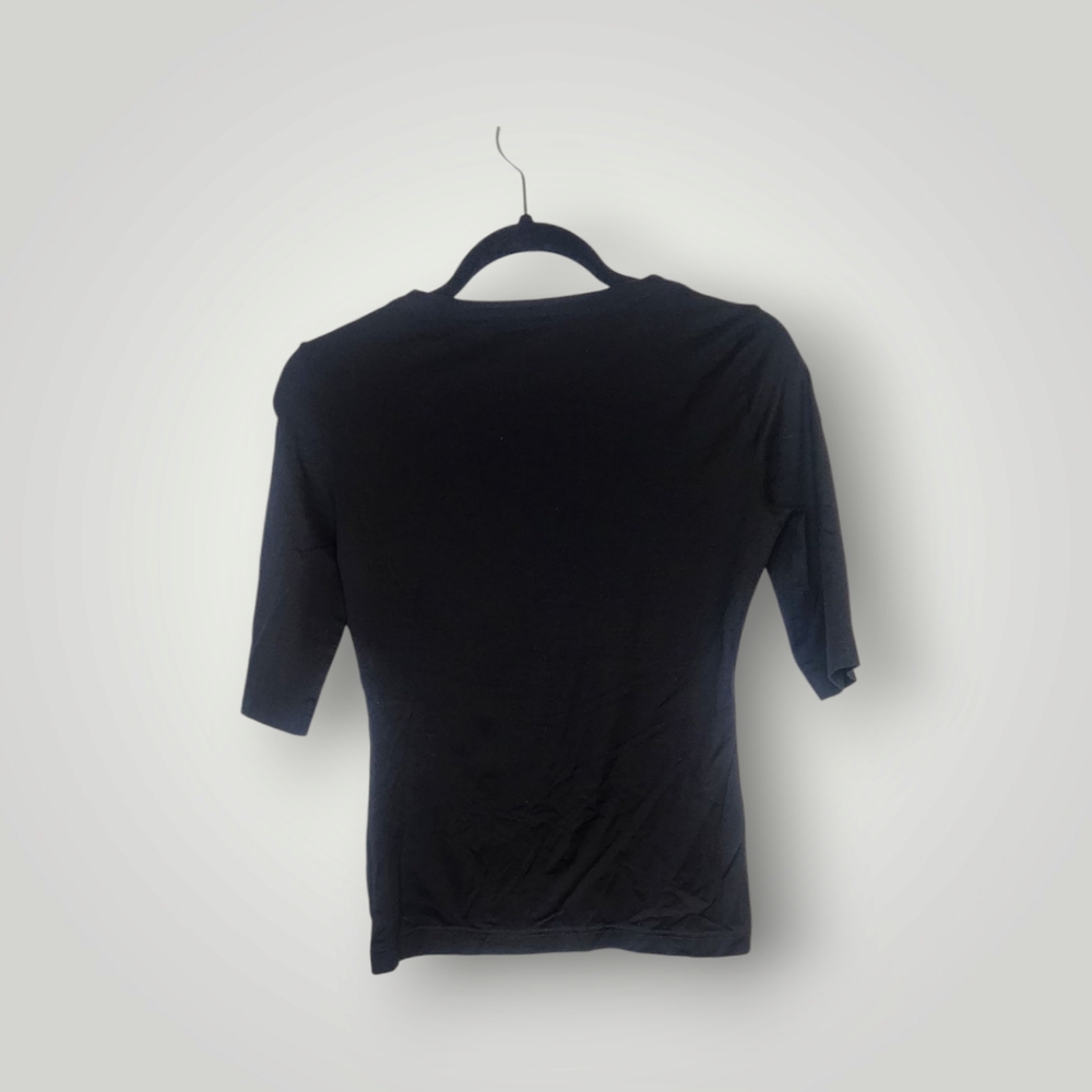 A-K-R-I-S- Punto Black Square Neck quarter Sleeve Blouse Size 4 - Picture 10 of 16